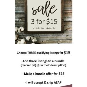 ❤ means sale 3/$15